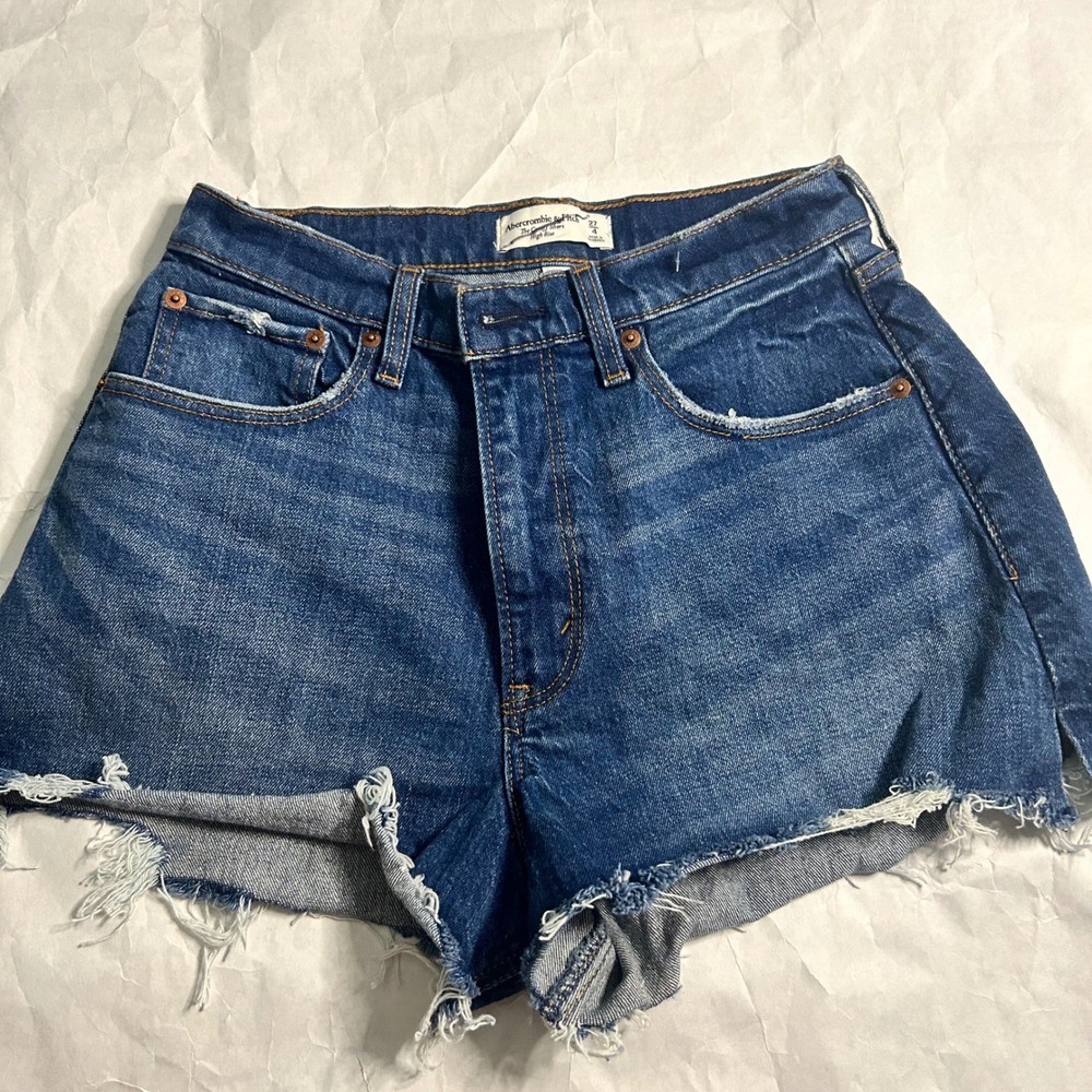 Abercrombie & Fitch Jean Cutoff Short High Rise Denim Blue Womens